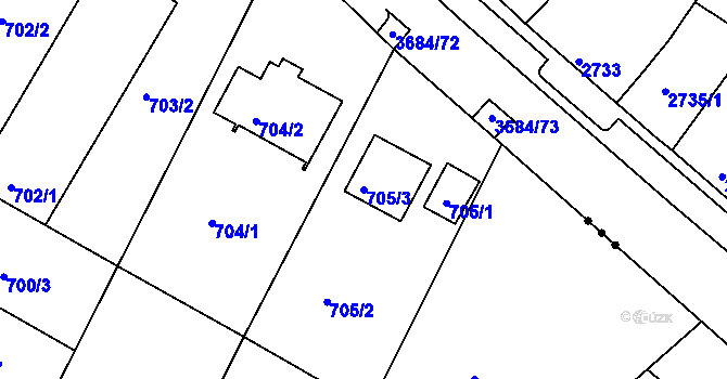 Parcela st. 705/3 v KÚ Srubec, Katastrální mapa