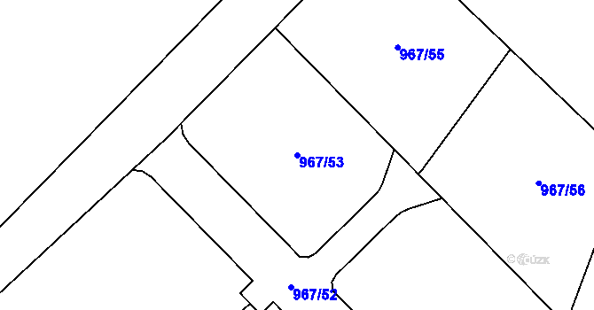 Parcela st. 967/53 v KÚ Srubec, Katastrální mapa