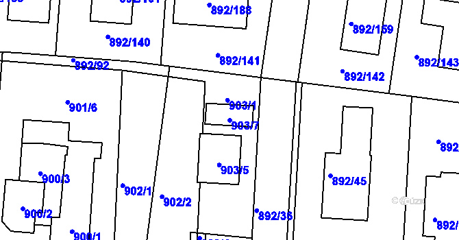 Parcela st. 903/7 v KÚ Srubec, Katastrální mapa