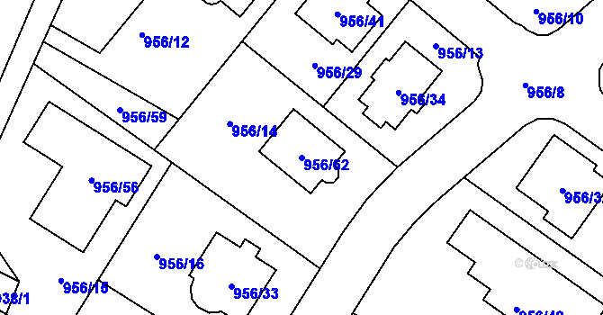 Parcela st. 956/62 v KÚ Srubec, Katastrální mapa