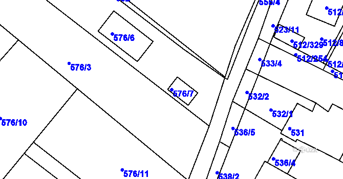 Parcela st. 576/7 v KÚ Srubec, Katastrální mapa