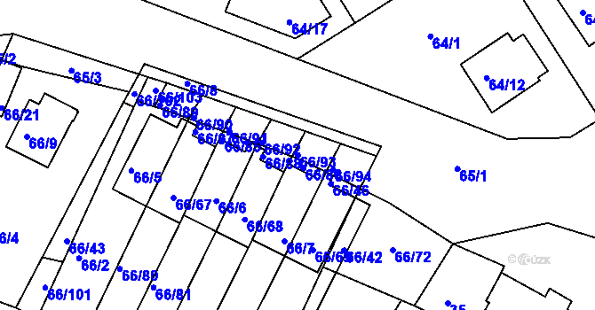 Parcela st. 66/93 v KÚ Srubec, Katastrální mapa