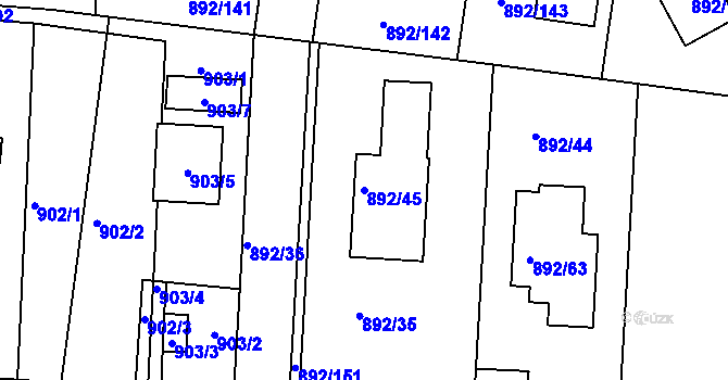 Parcela st. 892/45 v KÚ Srubec, Katastrální mapa