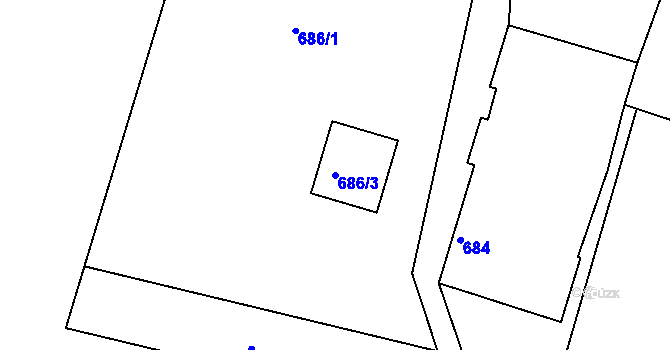 Parcela st. 686/3 v KÚ Srubec, Katastrální mapa
