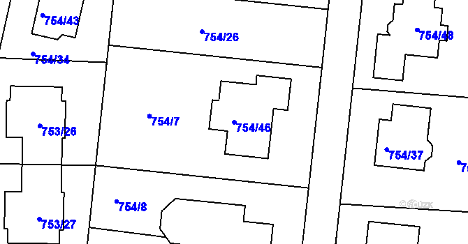 Parcela st. 754/46 v KÚ Srubec, Katastrální mapa