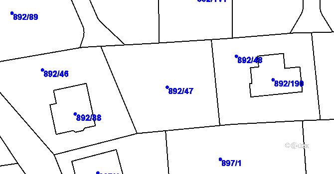 Parcela st. 892/47 v KÚ Srubec, Katastrální mapa