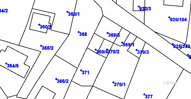 Parcela st. 369/4 v KÚ Srubec, Katastrální mapa