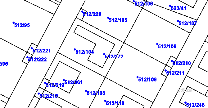 Parcela st. 512/272 v KÚ Srubec, Katastrální mapa