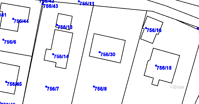 Parcela st. 756/30 v KÚ Srubec, Katastrální mapa