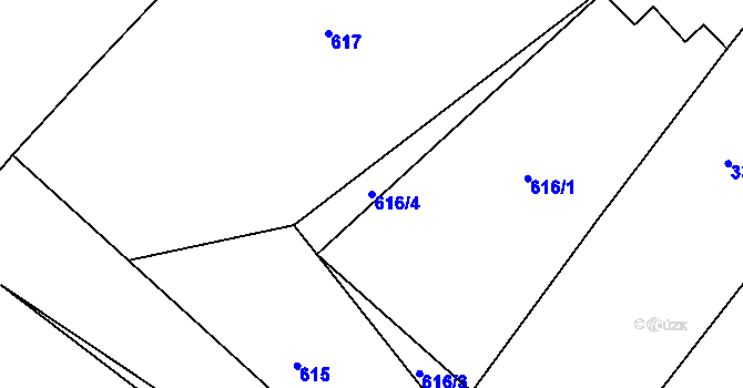 Parcela st. 616/4 v KÚ Srubec, Katastrální mapa