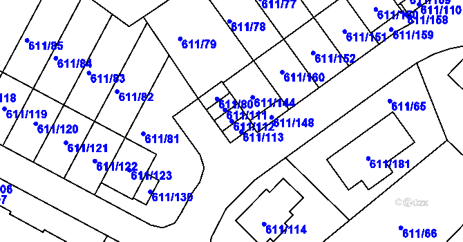 Parcela st. 611/112 v KÚ Srubec, Katastrální mapa