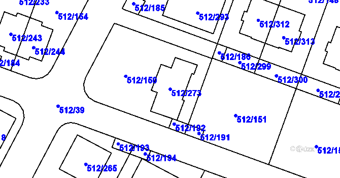 Parcela st. 512/273 v KÚ Srubec, Katastrální mapa