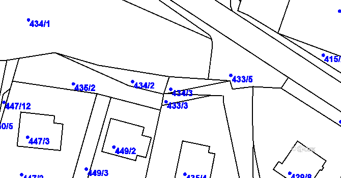 Parcela st. 434/3 v KÚ Srubec, Katastrální mapa