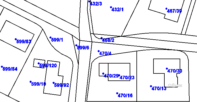 Parcela st. 470/4 v KÚ Srubec, Katastrální mapa
