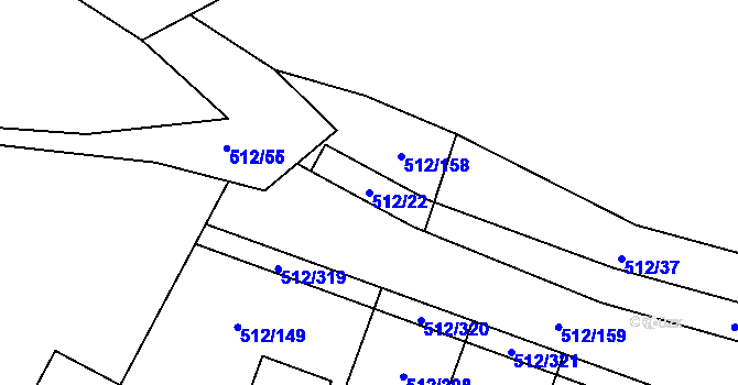 Parcela st. 512/22 v KÚ Srubec, Katastrální mapa