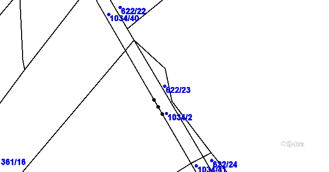 Parcela st. 622/23 v KÚ Srubec, Katastrální mapa