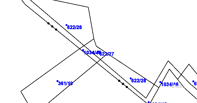 Parcela st. 622/27 v KÚ Srubec, Katastrální mapa