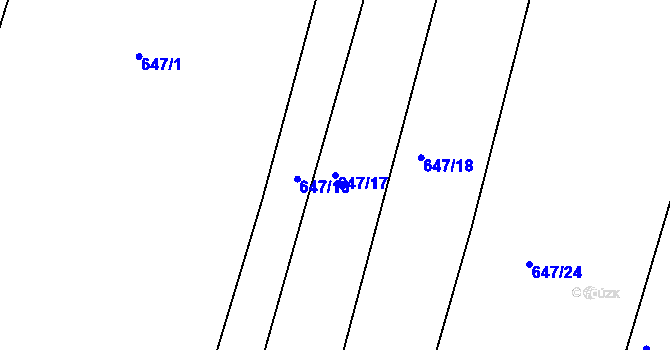 Parcela st. 647/17 v KÚ Srubec, Katastrální mapa