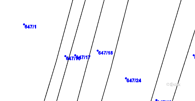 Parcela st. 647/18 v KÚ Srubec, Katastrální mapa