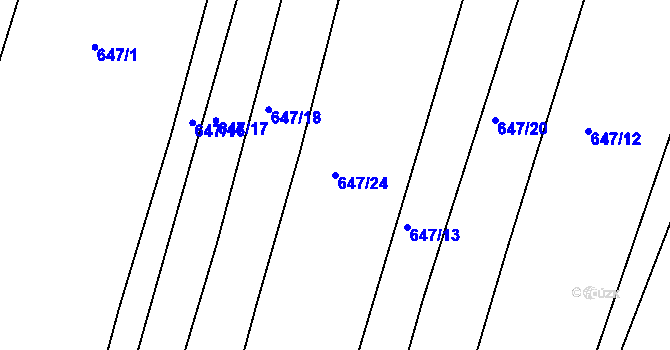 Parcela st. 647/24 v KÚ Srubec, Katastrální mapa
