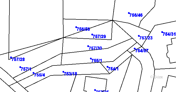 Parcela st. 757/30 v KÚ Srubec, Katastrální mapa