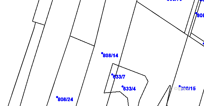 Parcela st. 808/14 v KÚ Srubec, Katastrální mapa