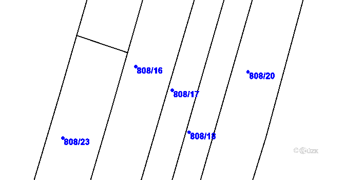 Parcela st. 808/17 v KÚ Srubec, Katastrální mapa