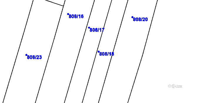 Parcela st. 808/18 v KÚ Srubec, Katastrální mapa