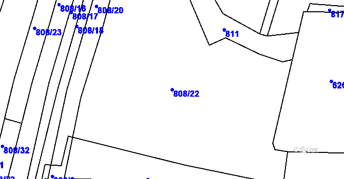 Parcela st. 808/22 v KÚ Srubec, Katastrální mapa