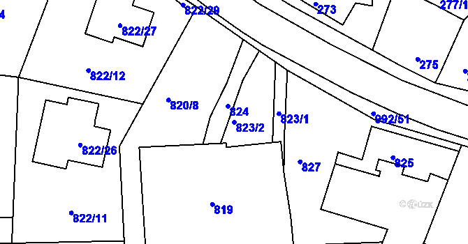 Parcela st. 823/2 v KÚ Srubec, Katastrální mapa