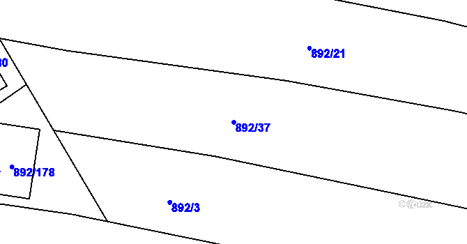 Parcela st. 892/37 v KÚ Srubec, Katastrální mapa
