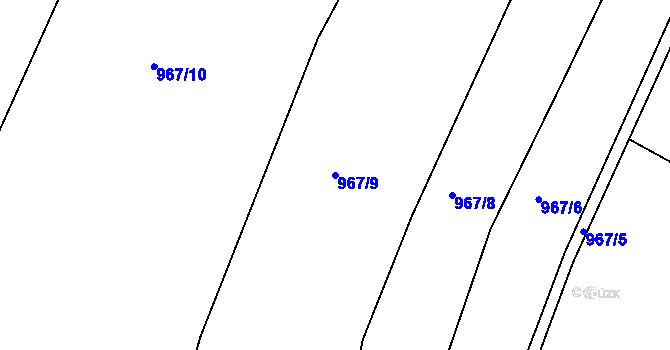 Parcela st. 967/9 v KÚ Srubec, Katastrální mapa