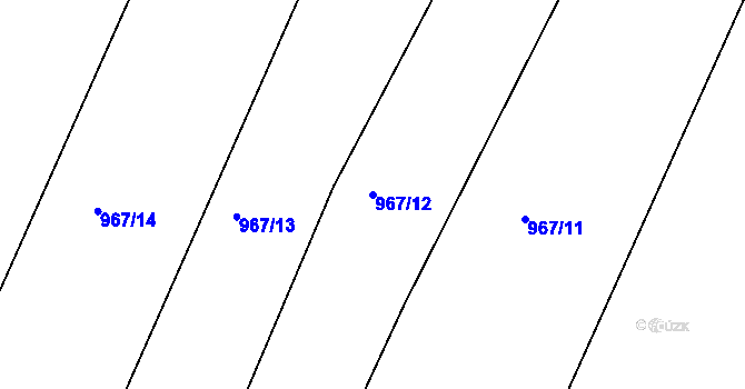 Parcela st. 967/12 v KÚ Srubec, Katastrální mapa