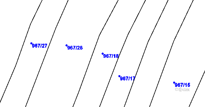 Parcela st. 967/18 v KÚ Srubec, Katastrální mapa