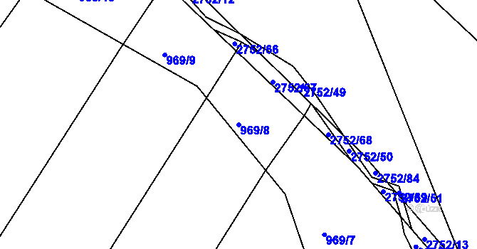 Parcela st. 969/8 v KÚ Srubec, Katastrální mapa