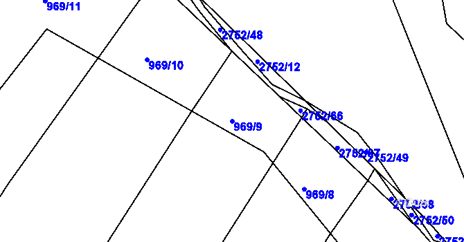 Parcela st. 969/9 v KÚ Srubec, Katastrální mapa