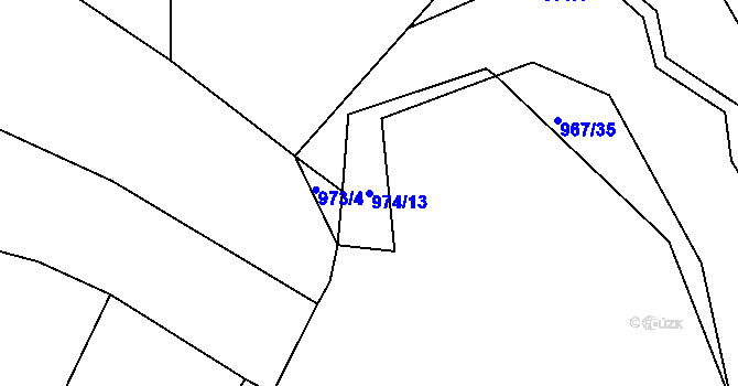 Parcela st. 974/13 v KÚ Srubec, Katastrální mapa