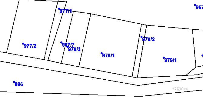 Parcela st. 978/1 v KÚ Srubec, Katastrální mapa