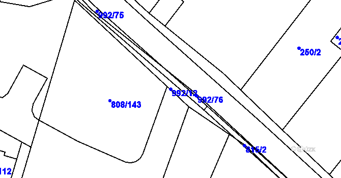 Parcela st. 992/12 v KÚ Srubec, Katastrální mapa