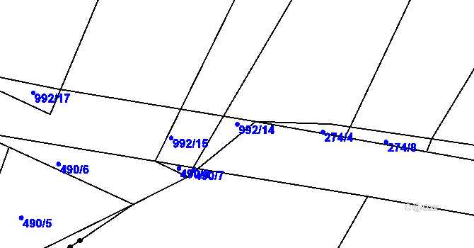 Parcela st. 992/14 v KÚ Srubec, Katastrální mapa