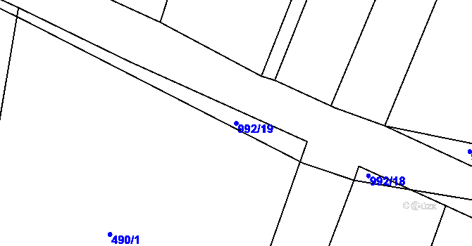 Parcela st. 992/19 v KÚ Srubec, Katastrální mapa