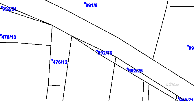Parcela st. 992/30 v KÚ Srubec, Katastrální mapa