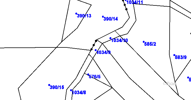 Parcela st. 1034/9 v KÚ Srubec, Katastrální mapa