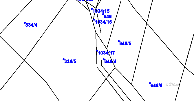Parcela st. 1034/17 v KÚ Srubec, Katastrální mapa