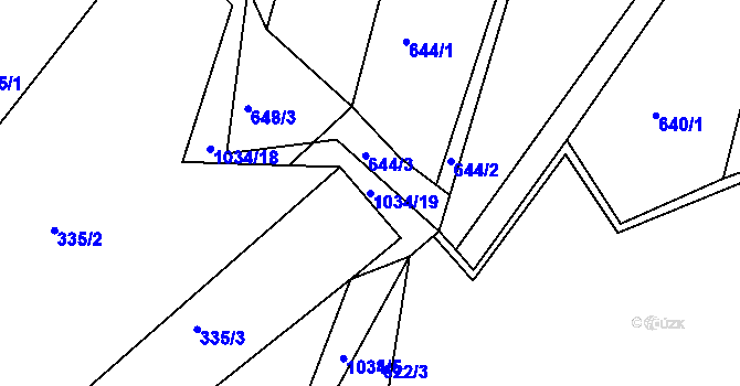 Parcela st. 1034/19 v KÚ Srubec, Katastrální mapa