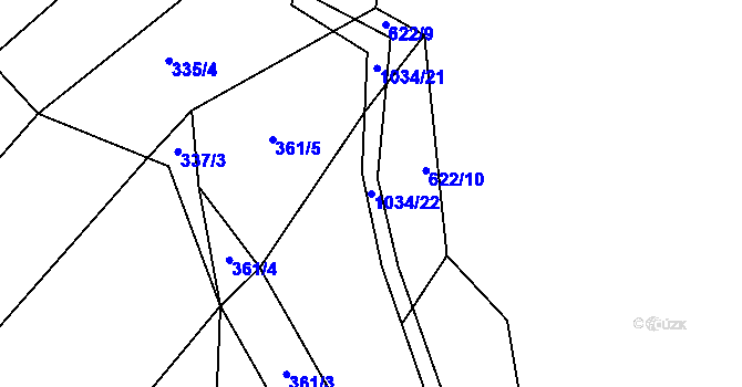 Parcela st. 1034/22 v KÚ Srubec, Katastrální mapa