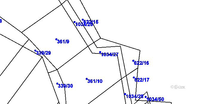 Parcela st. 1034/27 v KÚ Srubec, Katastrální mapa