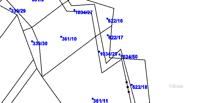 Parcela st. 1034/28 v KÚ Srubec, Katastrální mapa