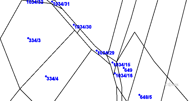 Parcela st. 1034/29 v KÚ Srubec, Katastrální mapa