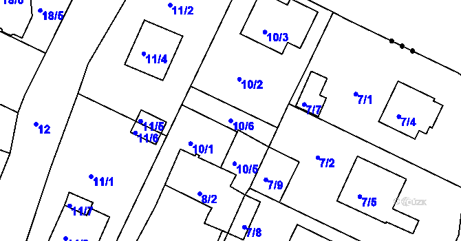 Parcela st. 10/6 v KÚ Srubec, Katastrální mapa